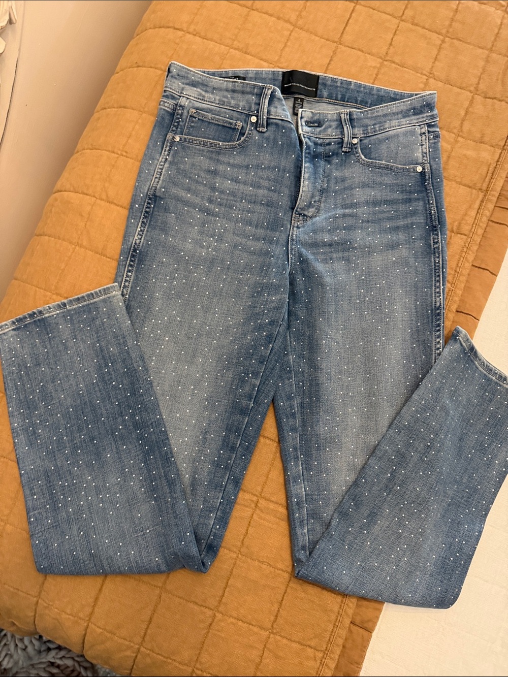 White House Black Market Light Blue Skinny Jeans with Subtle Sparkle